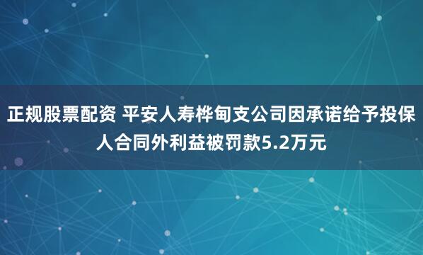 正规股票配资 平安人寿桦甸支公司因承诺给予投保人合同外利益被罚款5.2万元